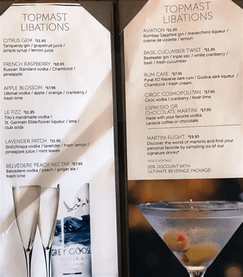 So an $18 <b>drink</b> would cost you $3, plus the 20% gratuity on the extra amount. . Ncl drinks menu 2022